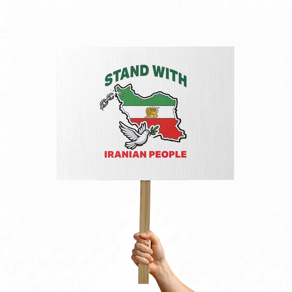 Stand With Iranian People Peace Dove Protest Sign Iran Map Flag Freedom Human Rights Support