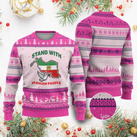 Stand With Iranian People Peace Dove Ugly Christmas Sweater Iran Map Flag Freedom Human Rights Support