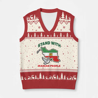 Stand With Iranian People Peace Dove V-Neck Knit Sweater Vest Iran Map Flag Freedom Human Rights Support