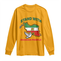 Stand With Iranian People Peace Dove Long Sleeve Shirt Iran Map Flag Freedom Human Rights Support