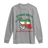 Stand With Iranian People Peace Dove Long Sleeve Shirt Iran Map Flag Freedom Human Rights Support