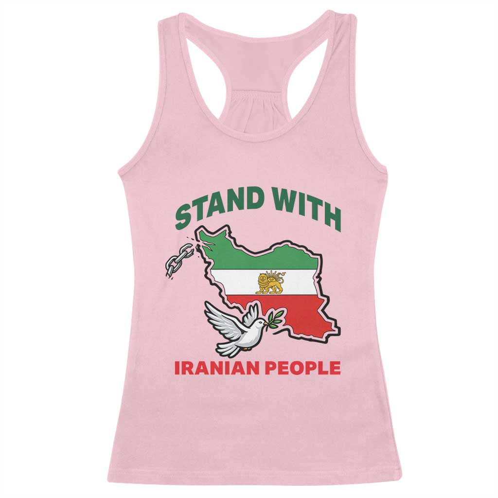 Stand With Iranian People Peace Dove Racerback Tank Top Iran Map Flag Freedom Human Rights Support
