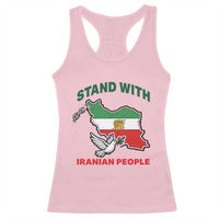 Stand With Iranian People Peace Dove Racerback Tank Top Iran Map Flag Freedom Human Rights Support