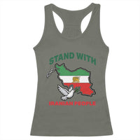 Stand With Iranian People Peace Dove Racerback Tank Top Iran Map Flag Freedom Human Rights Support