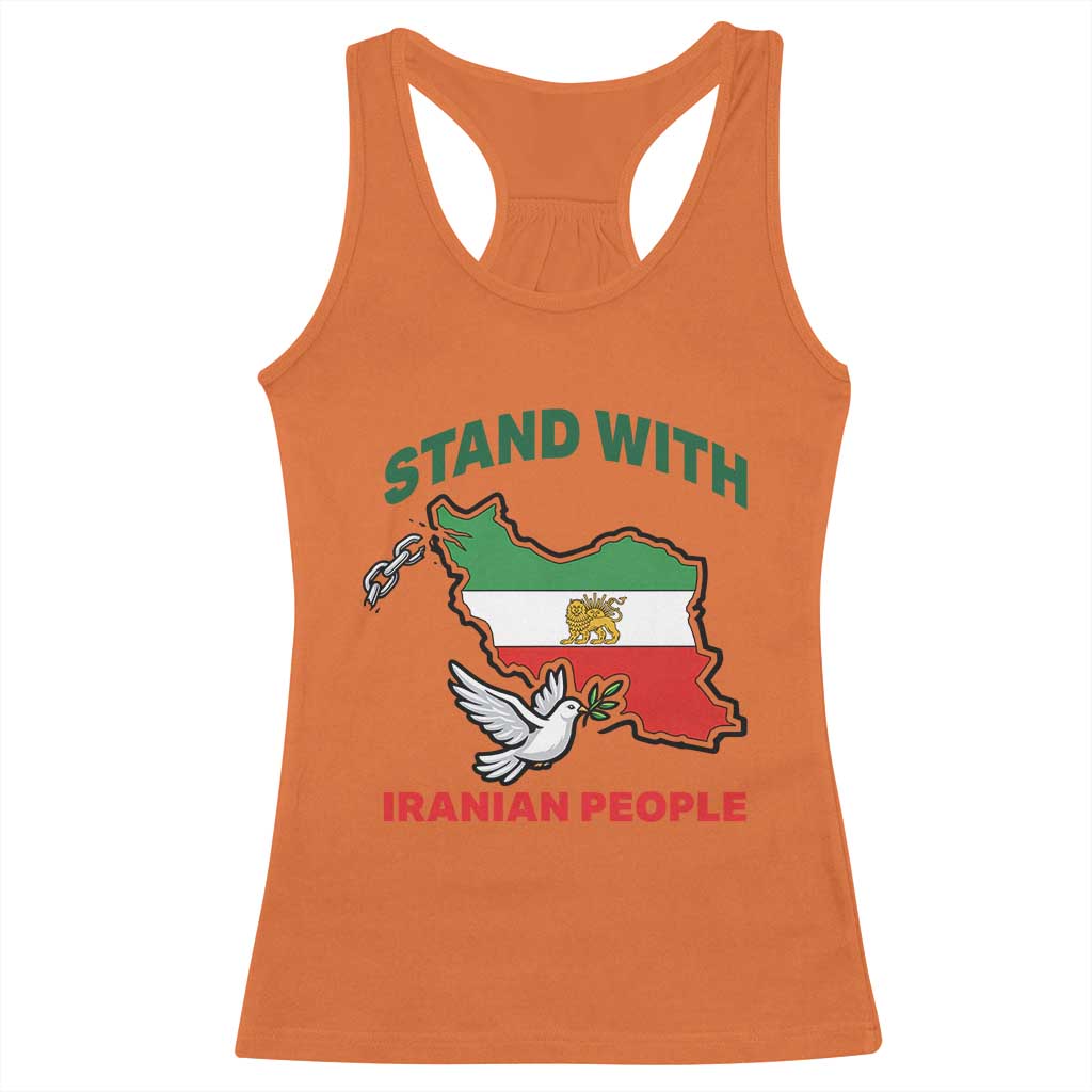 Stand With Iranian People Peace Dove Racerback Tank Top Iran Map Flag Freedom Human Rights Support