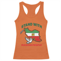 Stand With Iranian People Peace Dove Racerback Tank Top Iran Map Flag Freedom Human Rights Support