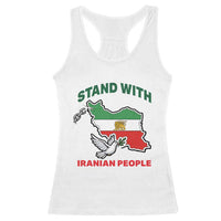 Stand With Iranian People Peace Dove Racerback Tank Top Iran Map Flag Freedom Human Rights Support
