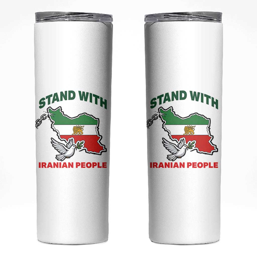 Stand With Iranian People Peace Dove Skinny Tumbler Iran Map Flag Freedom Human Rights Support