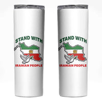 Stand With Iranian People Peace Dove Skinny Tumbler Iran Map Flag Freedom Human Rights Support