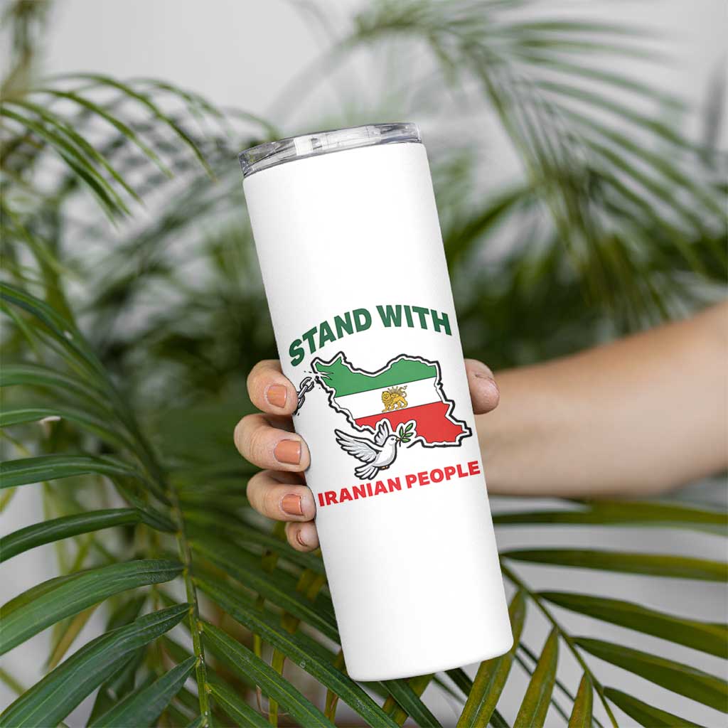 Stand With Iranian People Peace Dove Skinny Tumbler Iran Map Flag Freedom Human Rights Support