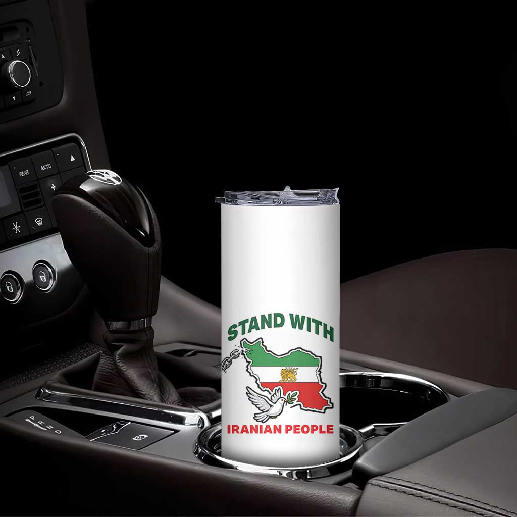 Stand With Iranian People Peace Dove Skinny Tumbler Iran Map Flag Freedom Human Rights Support