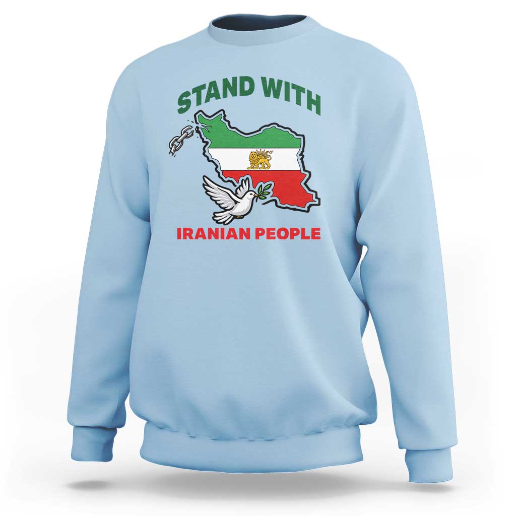 Stand With Iranian People Peace Dove Sweatshirt Iran Map Flag Freedom Human Rights Support