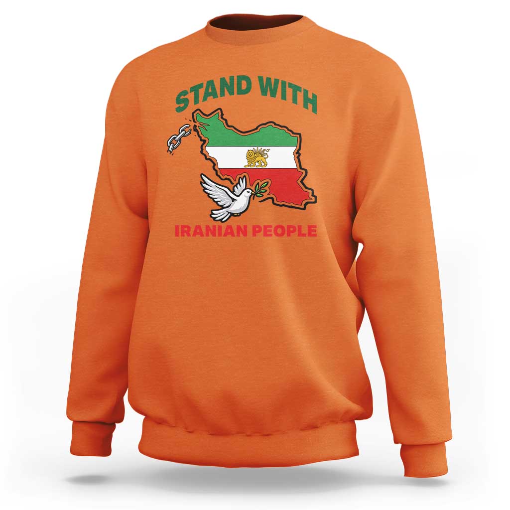 Stand With Iranian People Peace Dove Sweatshirt Iran Map Flag Freedom Human Rights Support