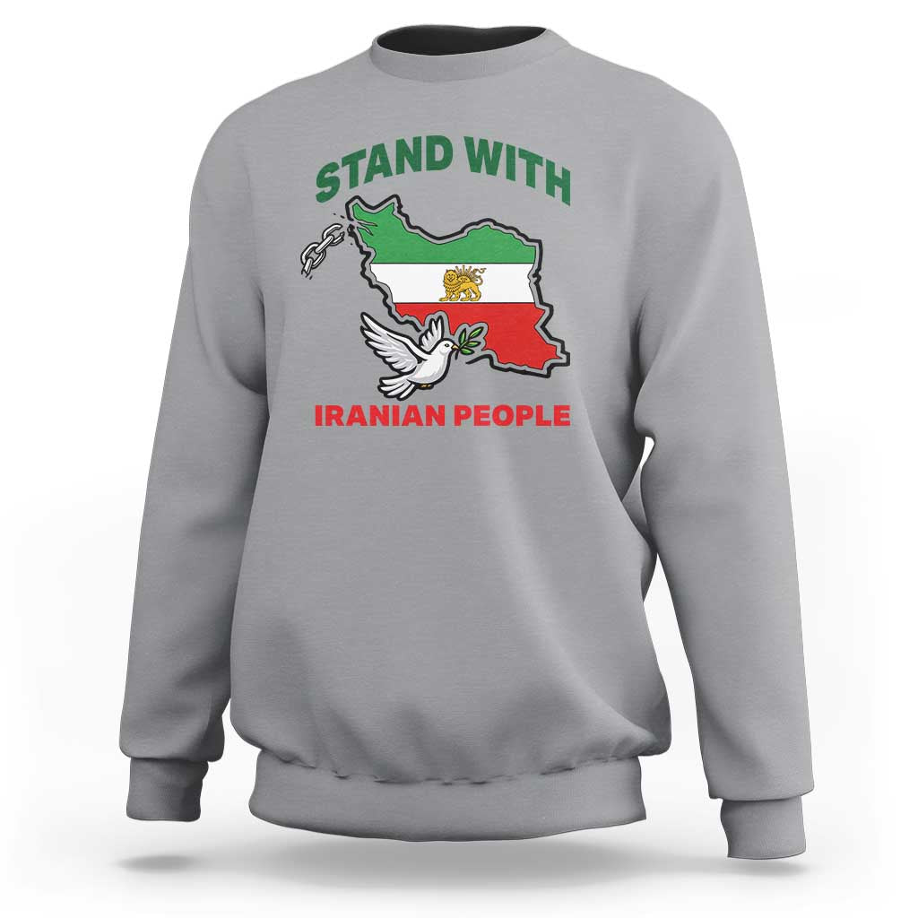 Stand With Iranian People Peace Dove Sweatshirt Iran Map Flag Freedom Human Rights Support