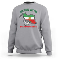 Stand With Iranian People Peace Dove Sweatshirt Iran Map Flag Freedom Human Rights Support