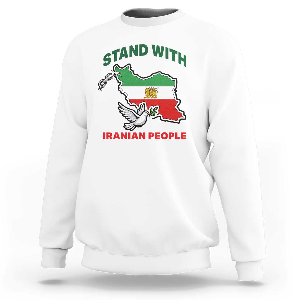 Stand With Iranian People Peace Dove Sweatshirt Iran Map Flag Freedom Human Rights Support