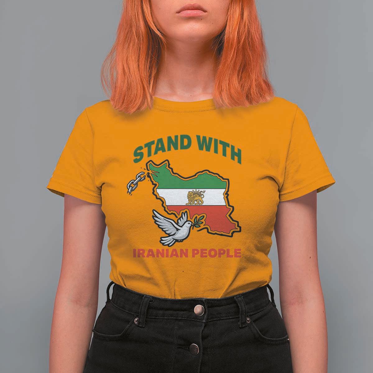 Stand With Iranian People Peace Dove T Shirt For Women Iran Map Flag Freedom Human Rights Support