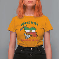 Stand With Iranian People Peace Dove T Shirt For Women Iran Map Flag Freedom Human Rights Support