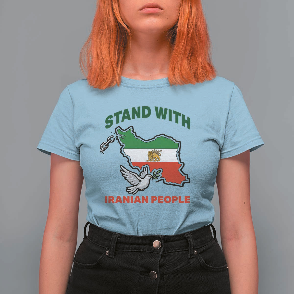 Stand With Iranian People Peace Dove T Shirt For Women Iran Map Flag Freedom Human Rights Support