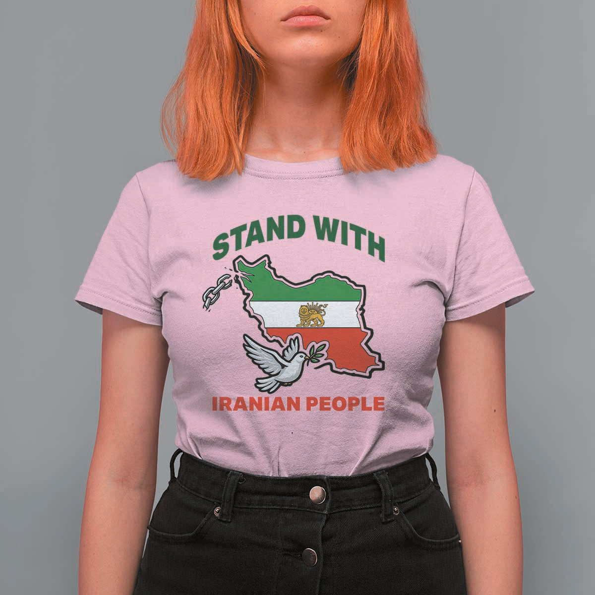 Stand With Iranian People Peace Dove T Shirt For Women Iran Map Flag Freedom Human Rights Support