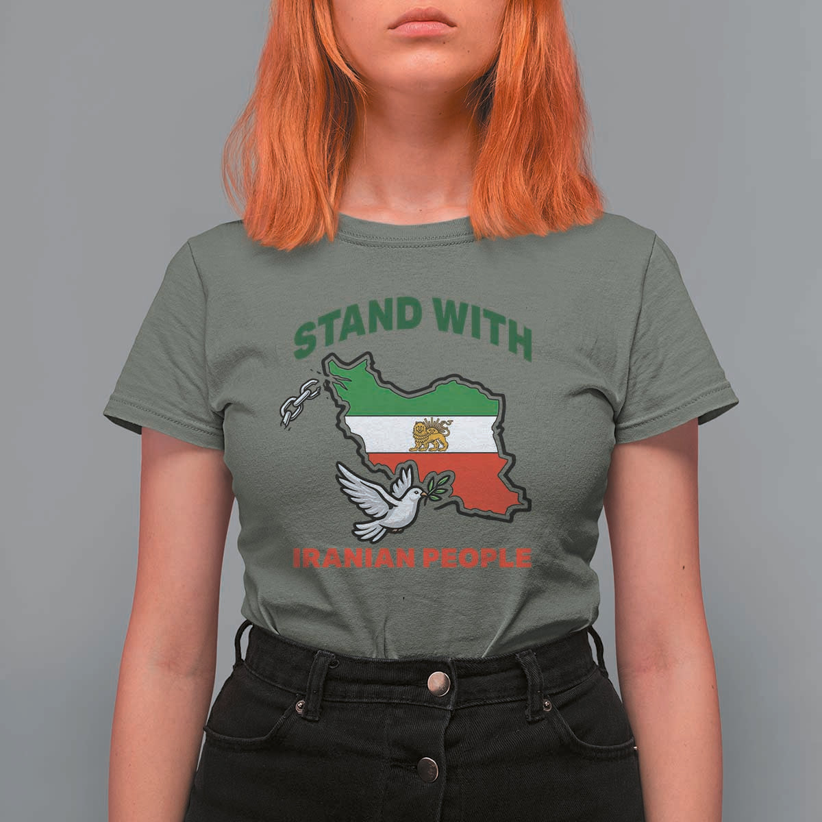 Stand With Iranian People Peace Dove T Shirt For Women Iran Map Flag Freedom Human Rights Support