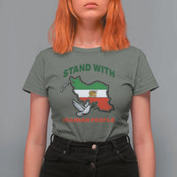 Stand With Iranian People Peace Dove T Shirt For Women Iran Map Flag Freedom Human Rights Support