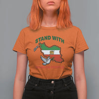 Stand With Iranian People Peace Dove T Shirt For Women Iran Map Flag Freedom Human Rights Support