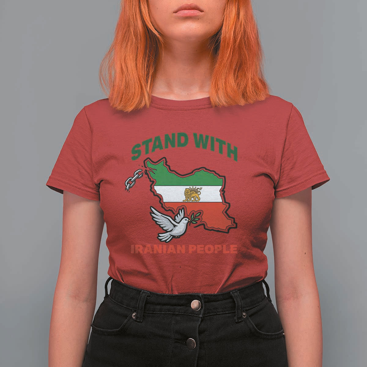 Stand With Iranian People Peace Dove T Shirt For Women Iran Map Flag Freedom Human Rights Support