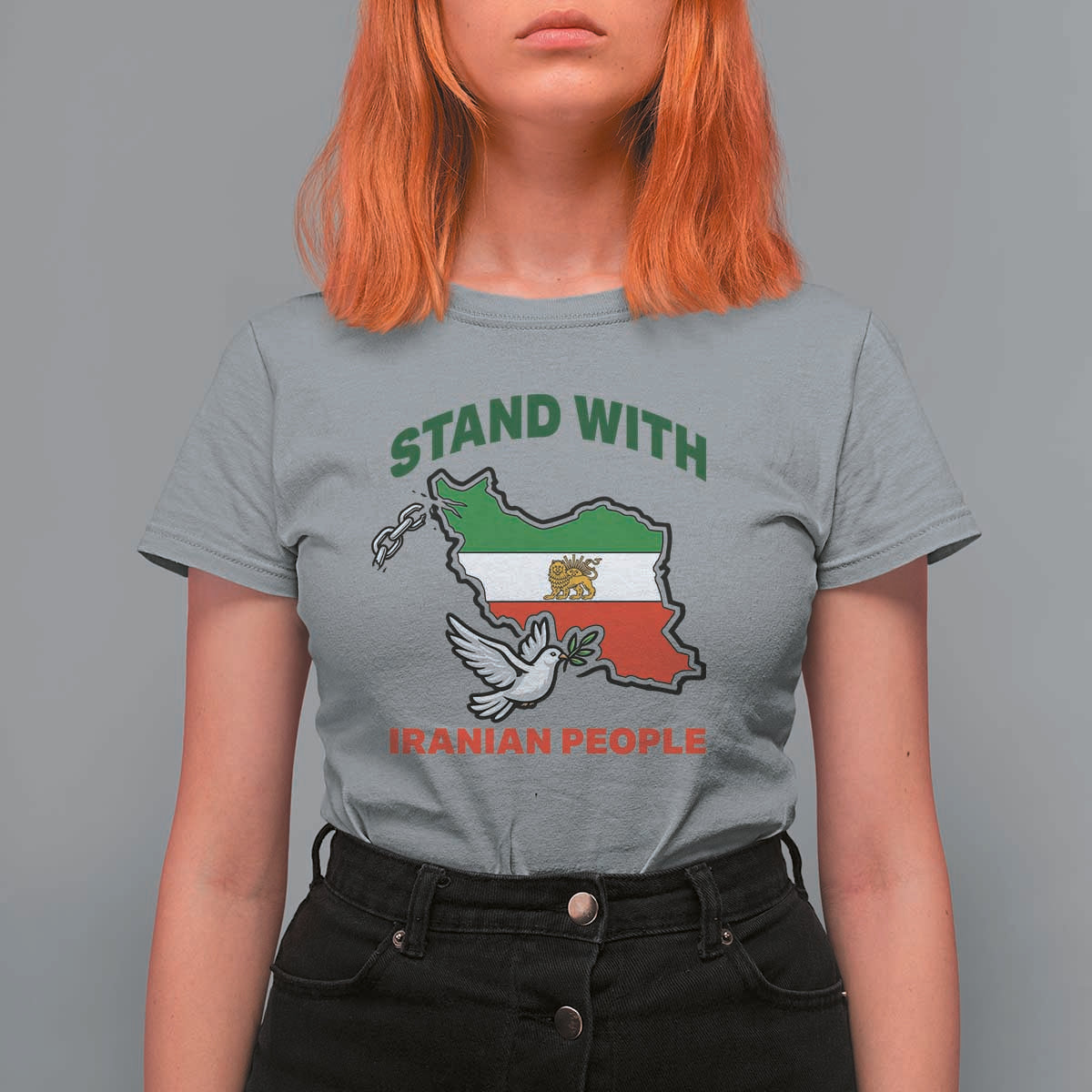 Stand With Iranian People Peace Dove T Shirt For Women Iran Map Flag Freedom Human Rights Support
