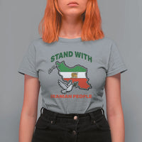 Stand With Iranian People Peace Dove T Shirt For Women Iran Map Flag Freedom Human Rights Support