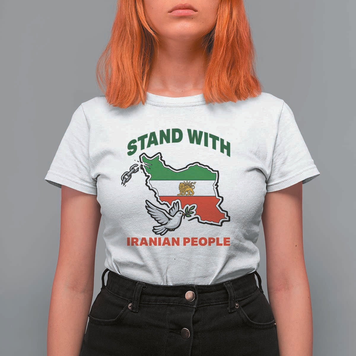 Stand With Iranian People Peace Dove T Shirt For Women Iran Map Flag Freedom Human Rights Support