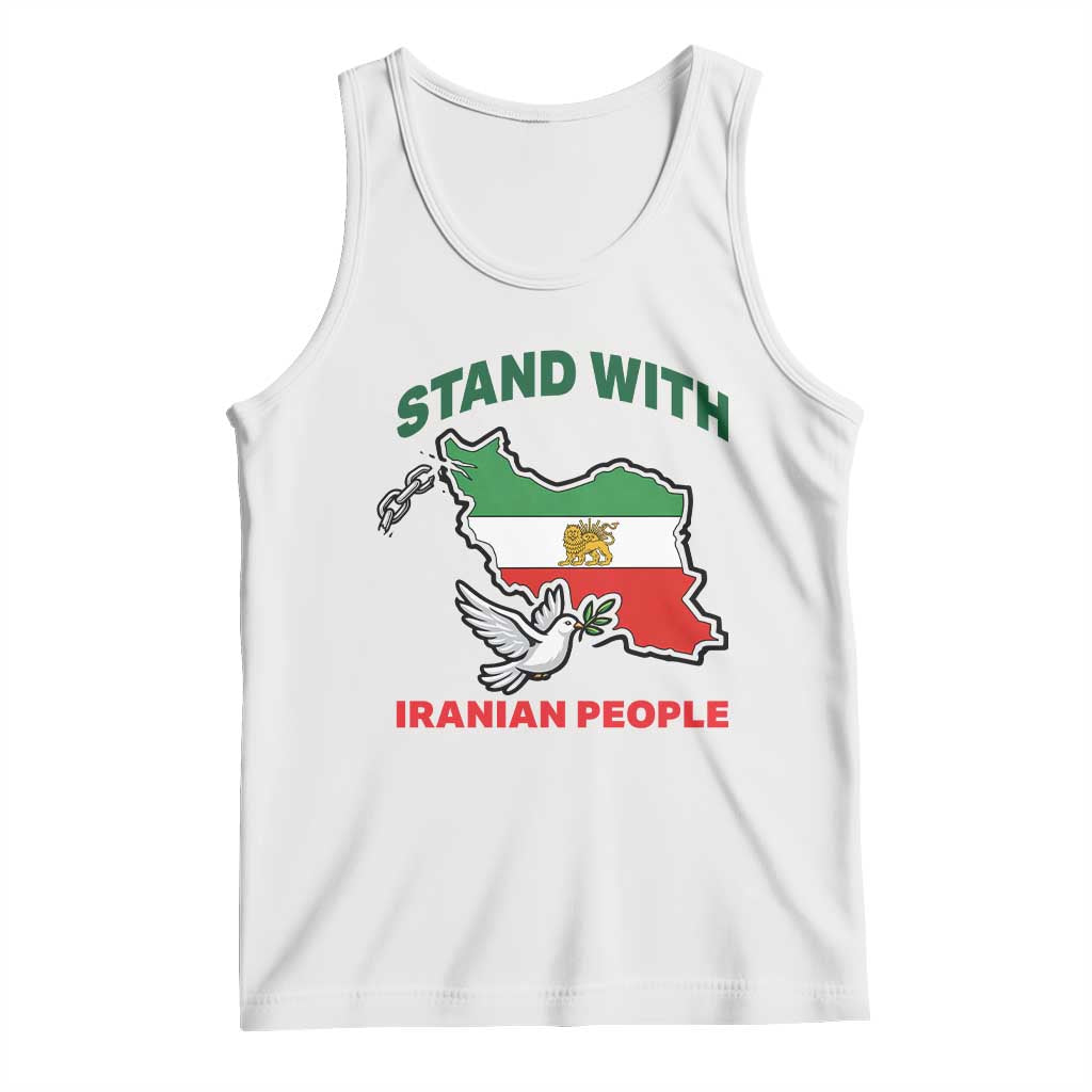 Stand With Iranian People Peace Dove Tank Top Iran Map Flag Freedom Human Rights Support