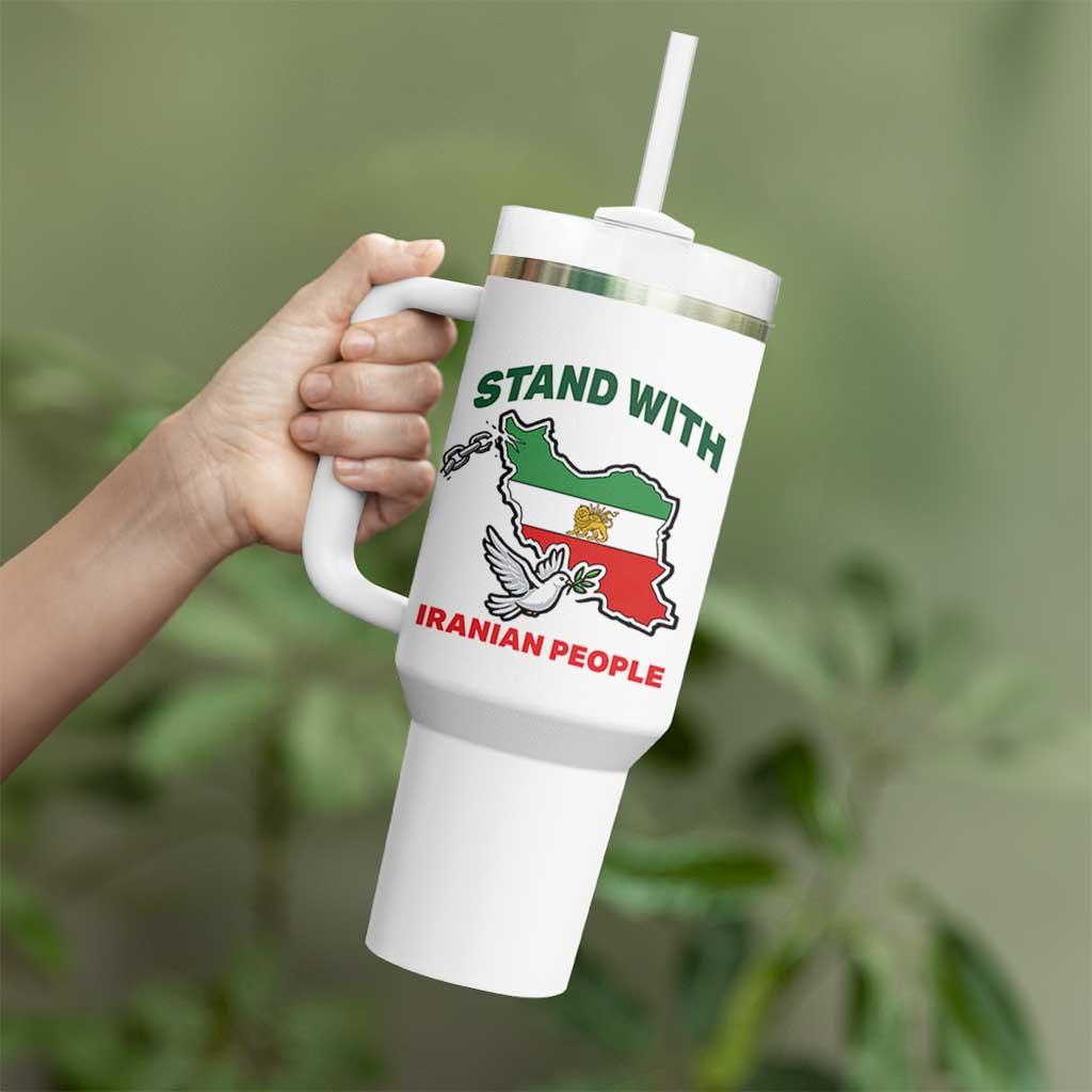 Stand With Iranian People Peace Dove Tumbler With Handle Iran Map Flag Freedom Human Rights Support