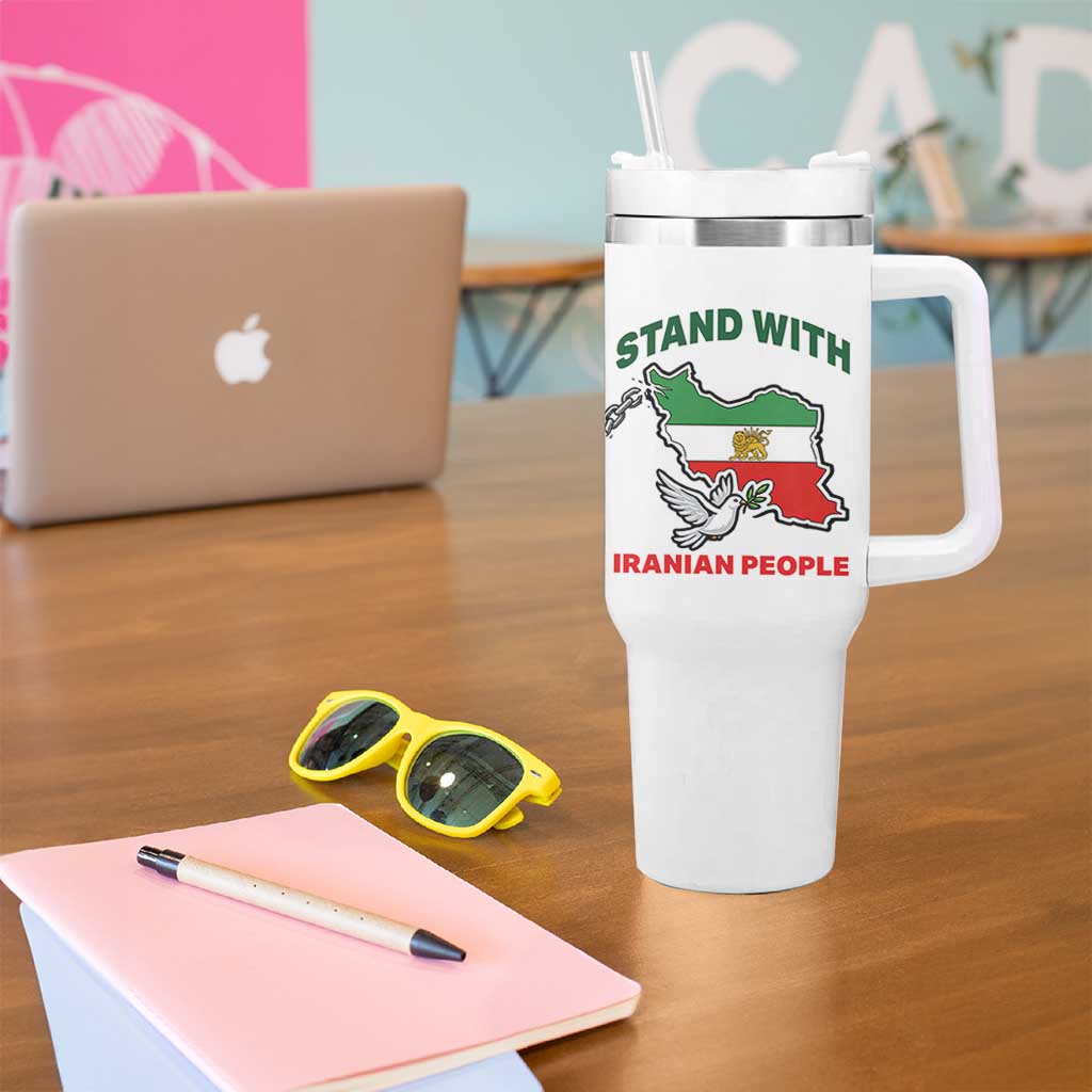 Stand With Iranian People Peace Dove Tumbler With Handle Iran Map Flag Freedom Human Rights Support