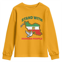 Stand With Iranian People Peace Dove Youth Sweatshirt Iran Map Flag Freedom Human Rights Support