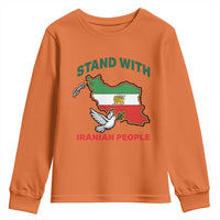 Stand With Iranian People Peace Dove Youth Sweatshirt Iran Map Flag Freedom Human Rights Support