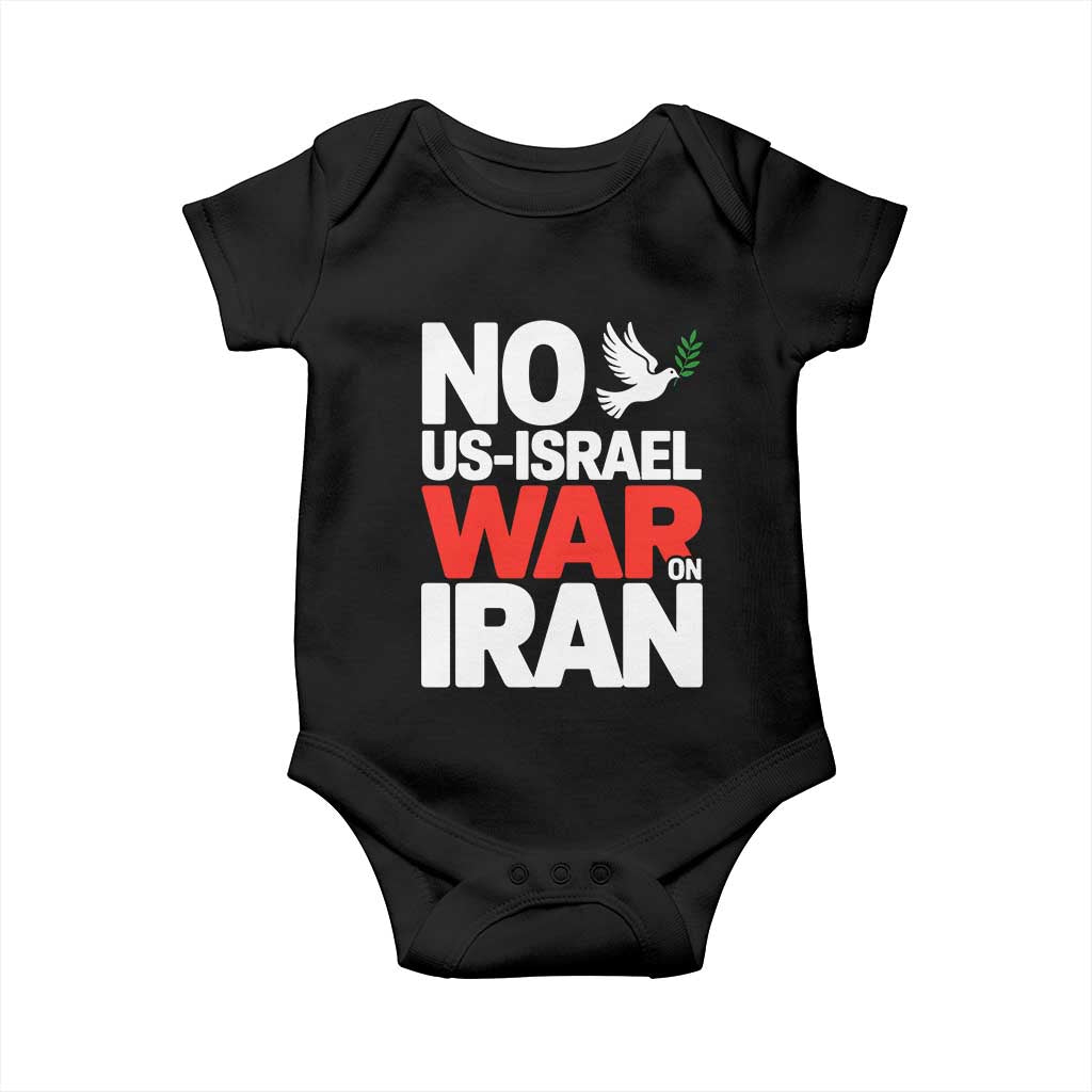 No US Israel War On Iran Baby Onesie Anti War Peace Dove