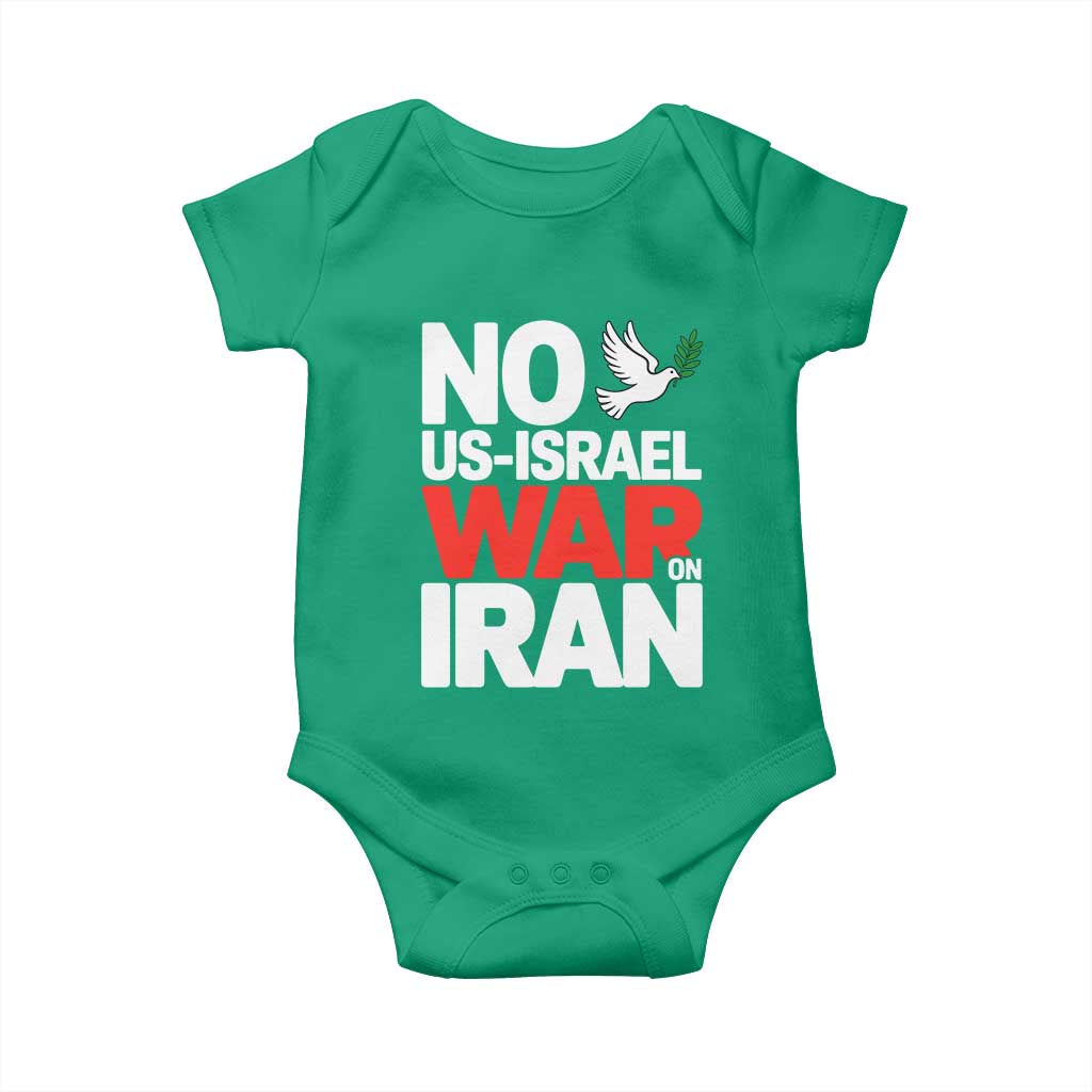 No US Israel War On Iran Baby Onesie Anti War Peace Dove