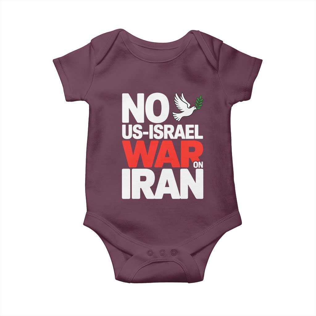 No US Israel War On Iran Baby Onesie Anti War Peace Dove