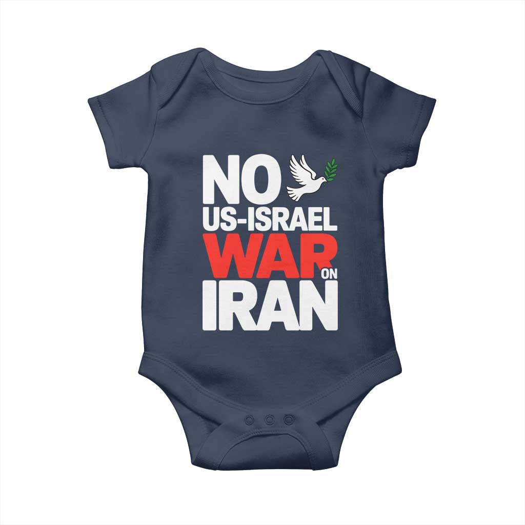 No US Israel War On Iran Baby Onesie Anti War Peace Dove