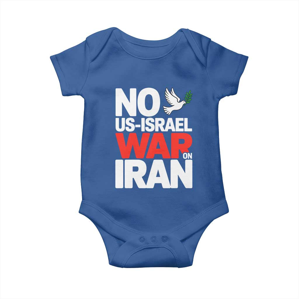 No US Israel War On Iran Baby Onesie Anti War Peace Dove