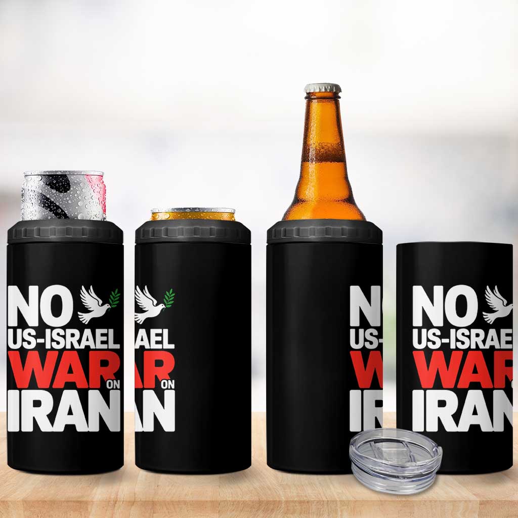 No US Israel War On Iran 4 in 1 Can Cooler Tumbler Anti War Peace Dove