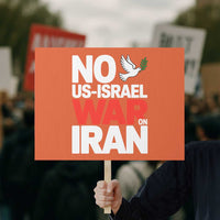 No US Israel War On Iran Protest Sign Anti War Peace Dove