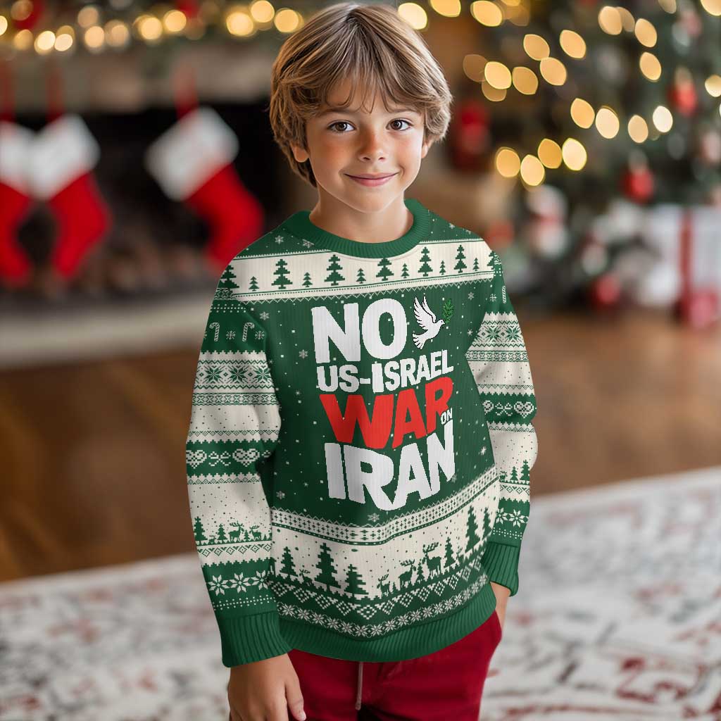 No US Israel War On Iran Ugly Christmas Sweater Anti War Peace Dove