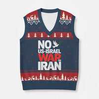 No US Israel War On Iran V-Neck Knit Sweater Vest Anti War Peace Dove