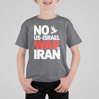 No US Israel War On Iran T Shirt For Kid Anti War Peace Dove