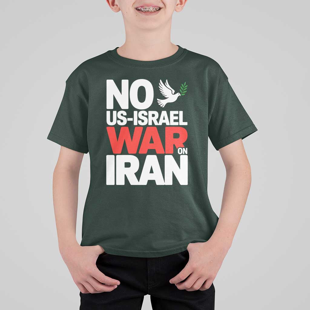 No US Israel War On Iran T Shirt For Kid Anti War Peace Dove