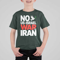 No US Israel War On Iran T Shirt For Kid Anti War Peace Dove