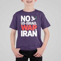 No US Israel War On Iran T Shirt For Kid Anti War Peace Dove