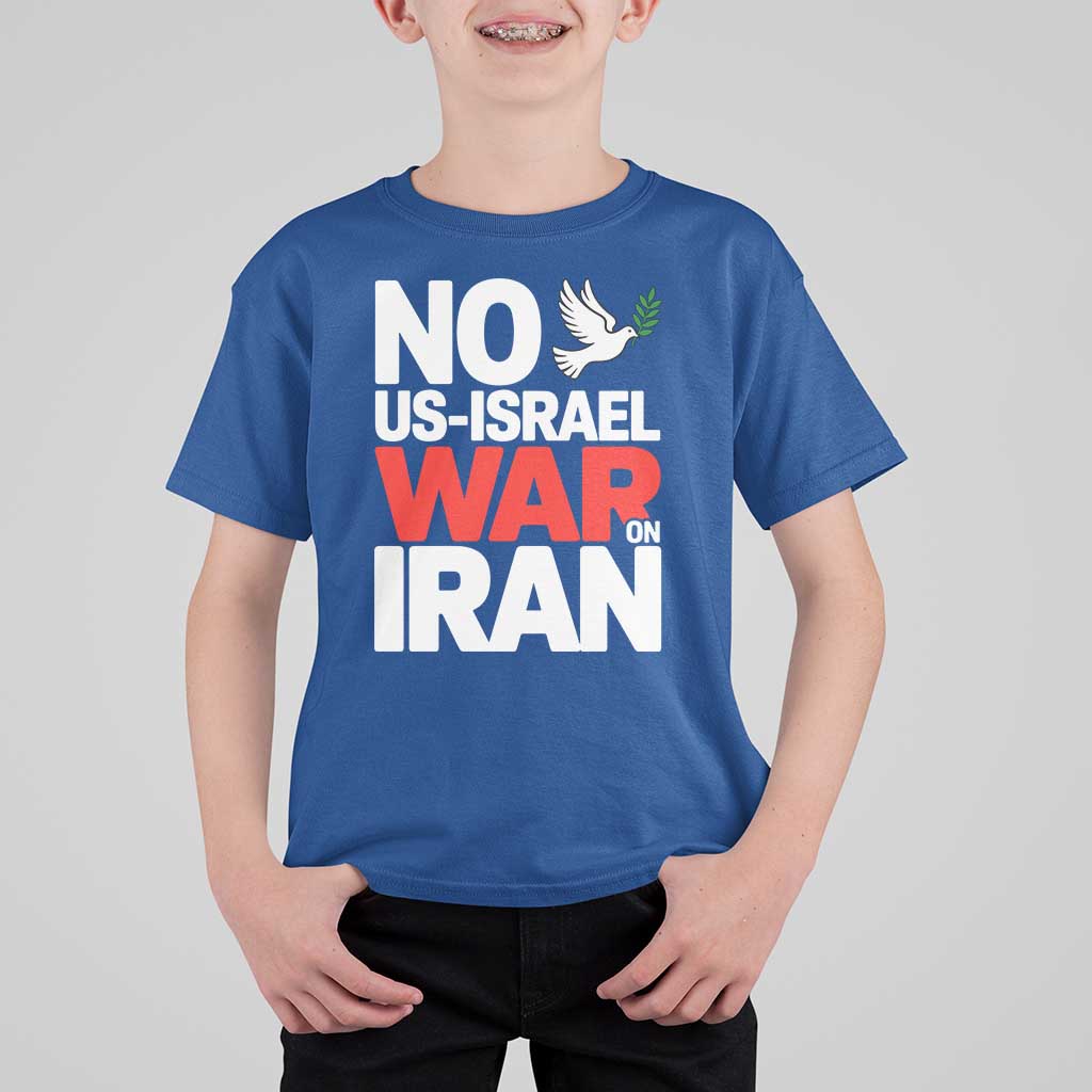 No US Israel War On Iran T Shirt For Kid Anti War Peace Dove